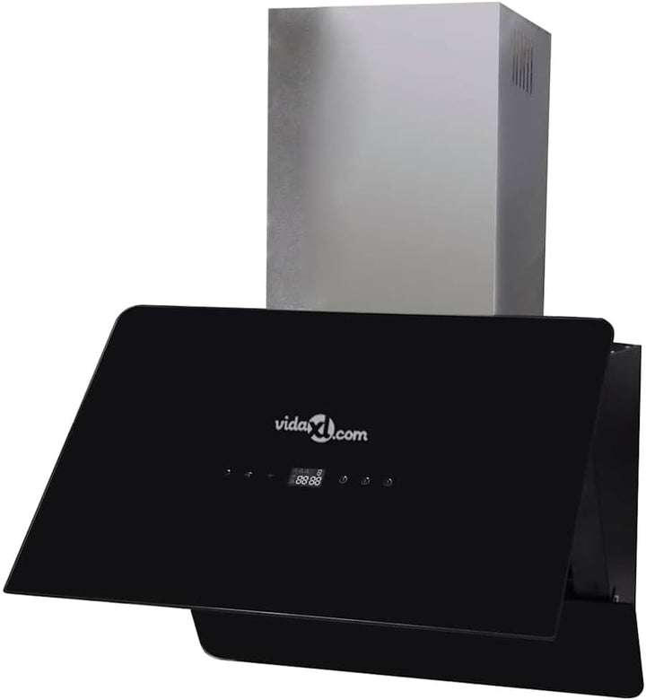 vidaXL Dunstabzugshaube Schwarz Hartglas mit Display 600 mm