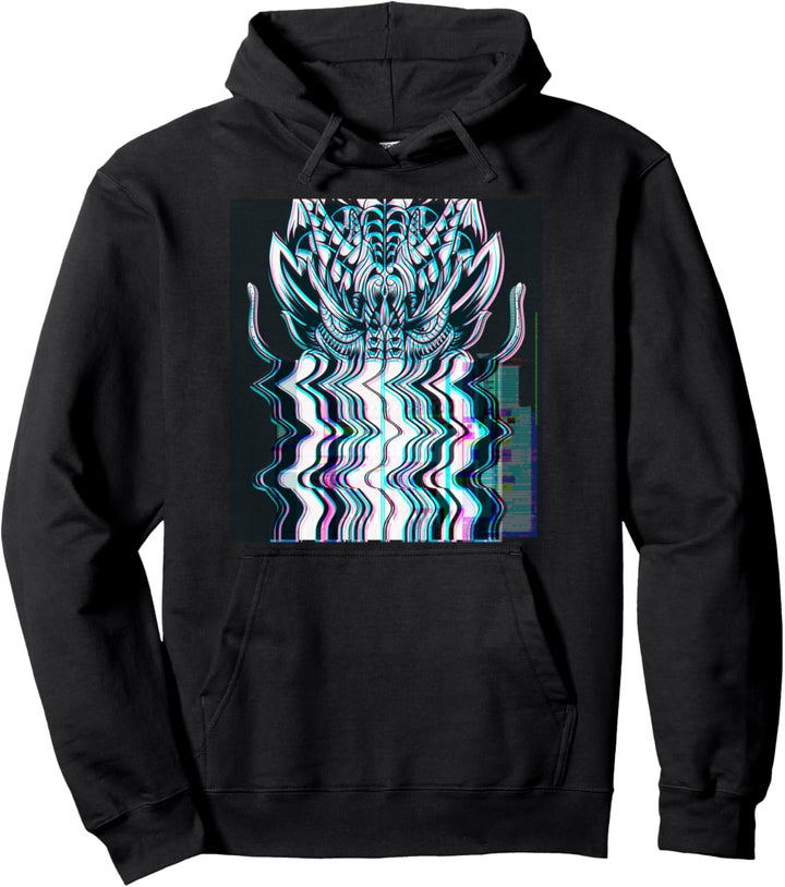 Vaporwave Japanese Dragon Aesthetic Pullover Hoodie