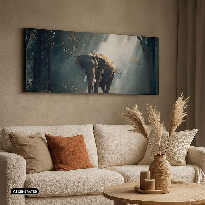 Wandbilder Dekoration Wohnzimmer elefant natur Panorama Bilder auf Leinwand 120x50cm Leinwandbild mi