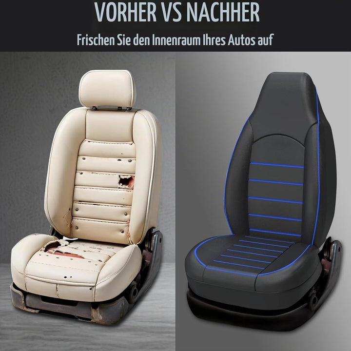 AUTOYOUTH Sitzbezüge Auto Vordersitze Universal Auto-Schonbezüge PU-Leder Sitzschoner Schwarz Blau f