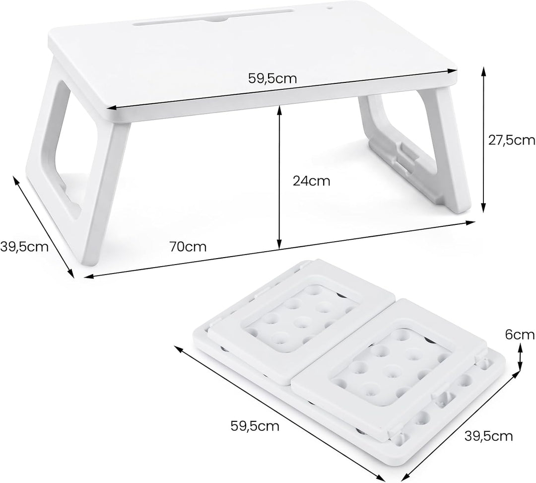KOMFOTTEU Laptoptisch mit klappbaren Beinen &amp; Tablet-Schlitz, Weiss