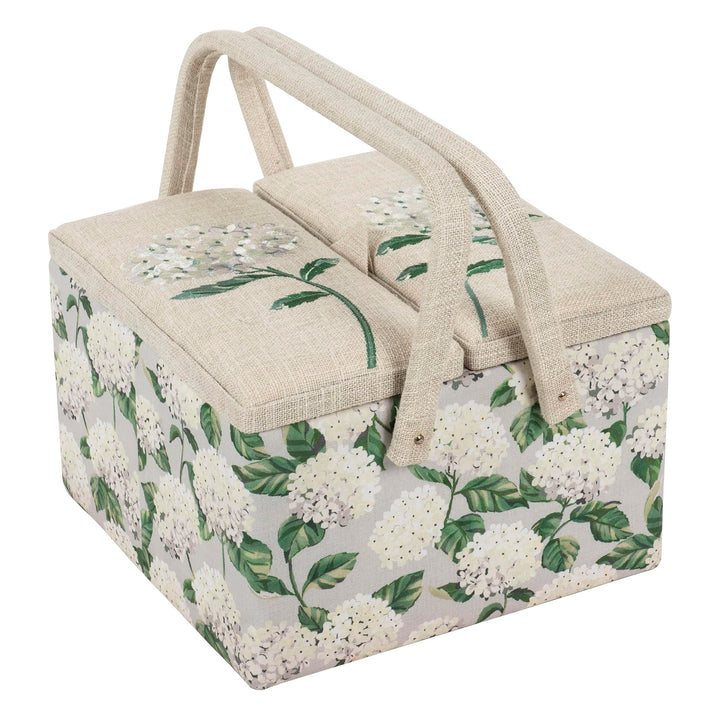 Hobby Gift Grosse Näh-Aufbewahrungsbox, Doppeldeckel, 25 x 25 x 17 cm, Hortensie