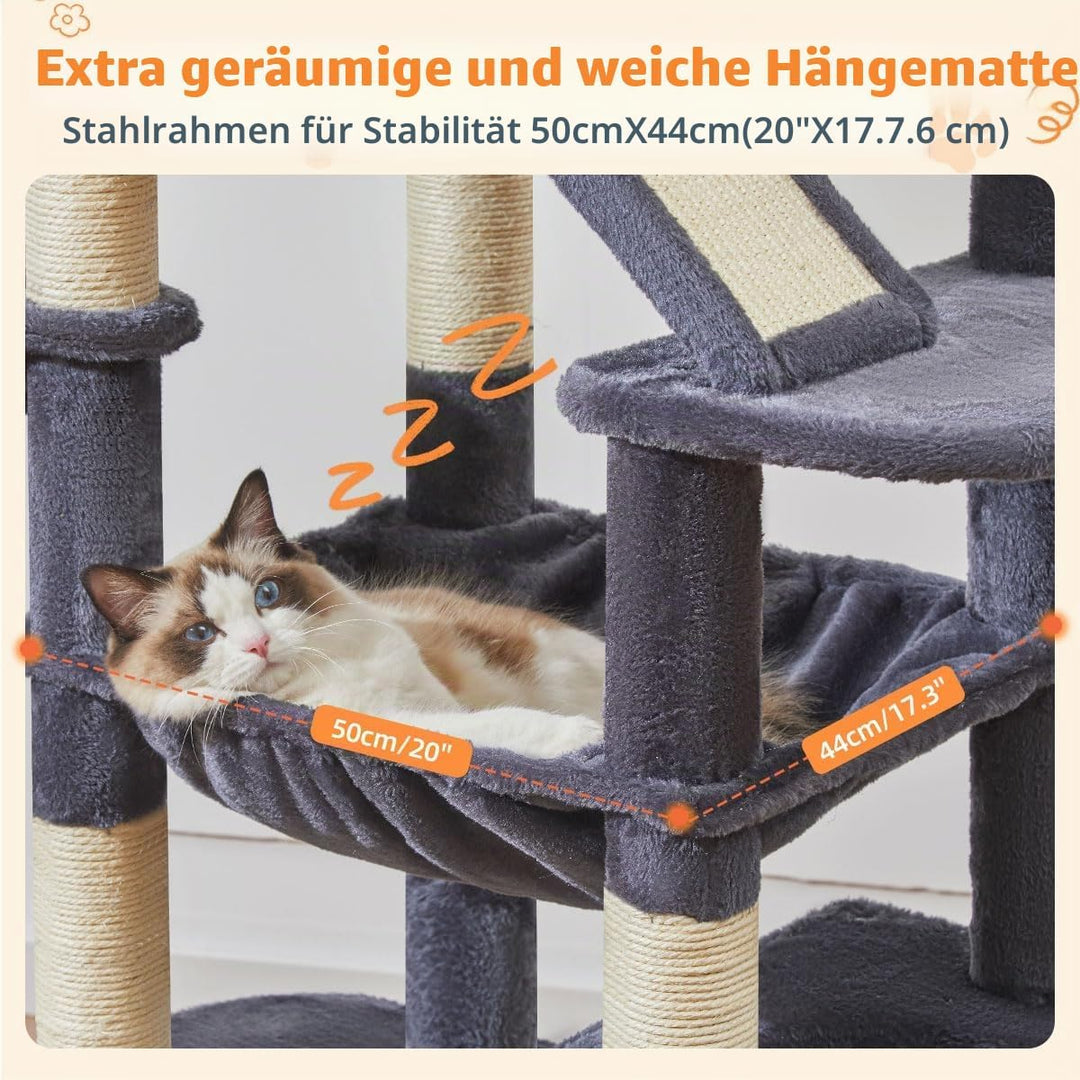 Taoqimiao 180CM Kratzbaum Gross, Katzenbaum Katzen Kratzbaum Grosse Katzen Stabil mit 2 Katzenhaus,
