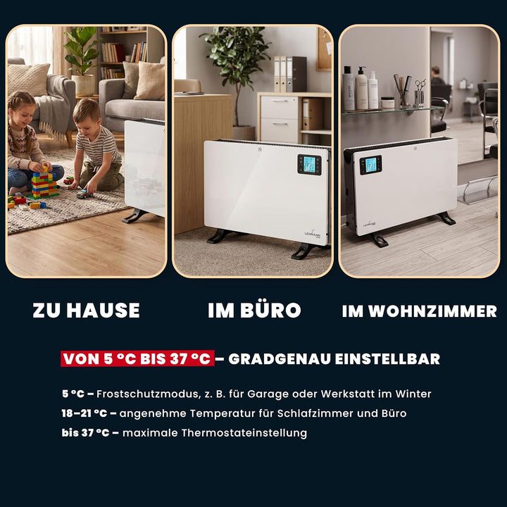 LEHMANN LHOHC-2013C Konvektor Heizung Heizkörper 2000 W | Elektroheizung mit 3 Heizstufen 750/1250 /