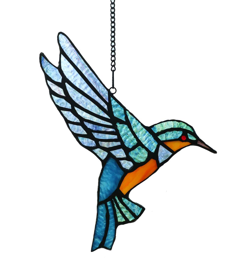 Tokira Tiffany Stil Glasmalerei Bluebird Fenster hängen Sun Catcher Ornament Vogel Window Panel, 9 "