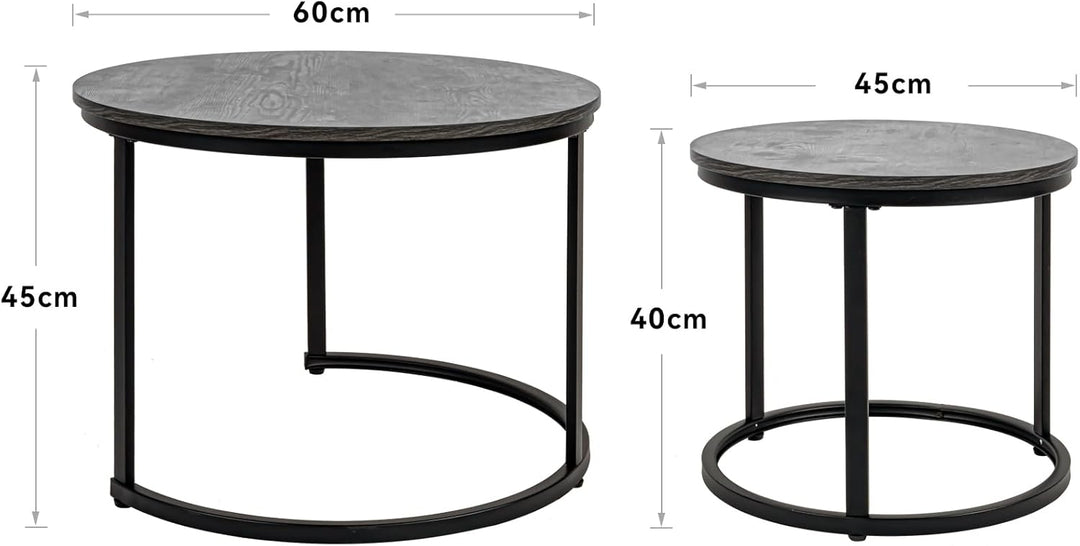 Hawthyhome wohnzimmertisch aus Holz mit Metallrahmen, couchtisch 2er Set &amp; Moderner Beistelltisch Ka