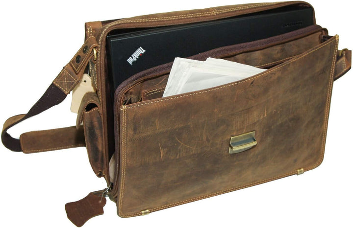 Greenburry VINTAGE 1718-25 Leder Lehrertasche | Aktentasche | für 15.4" Notebooks