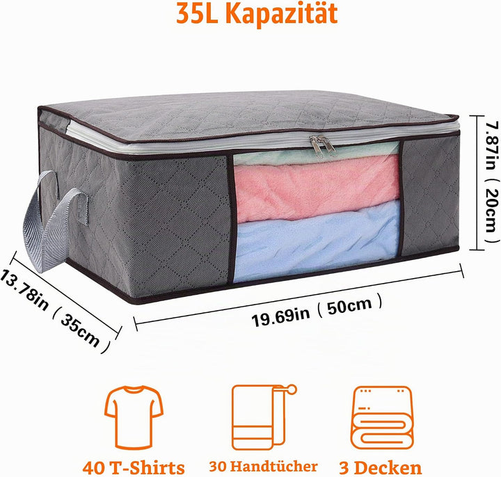 Vieshful 6 Stück Faltbare Aufbewahrungstasche 35L Durchsichtige Fenster Tragegriffe Unterbett Ideal