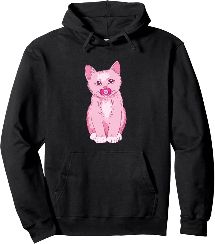 Niedliche rosa Babykatze mit Schnuller Pullover Hoodie