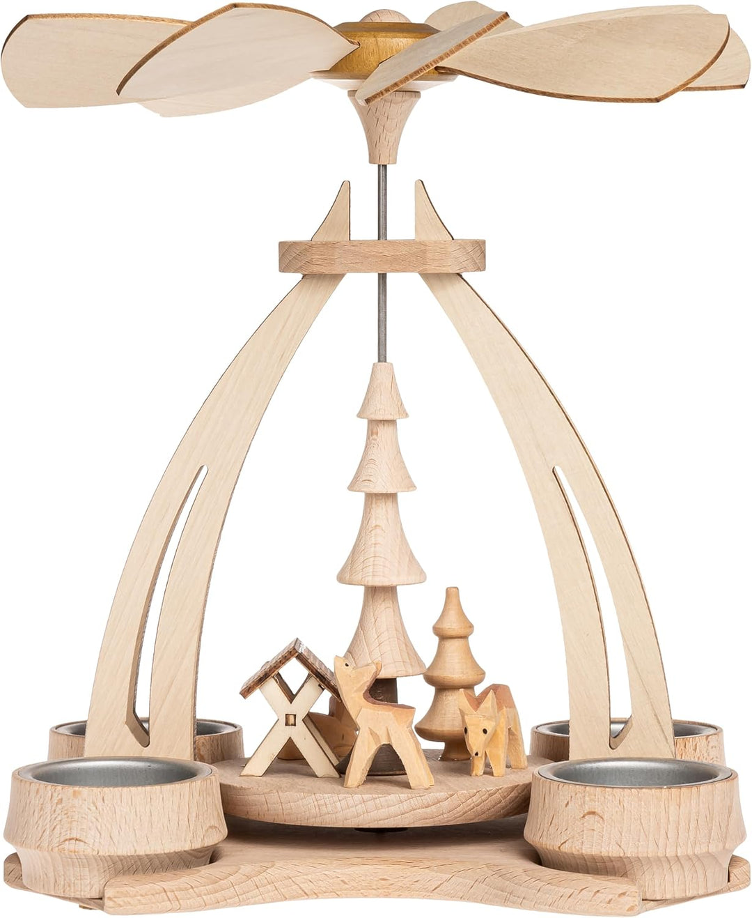 SIKORA Traditionelle Weihnachtspyramide aus Holz handgefertigte Teelicht Tischpyramide aus dem Erzge