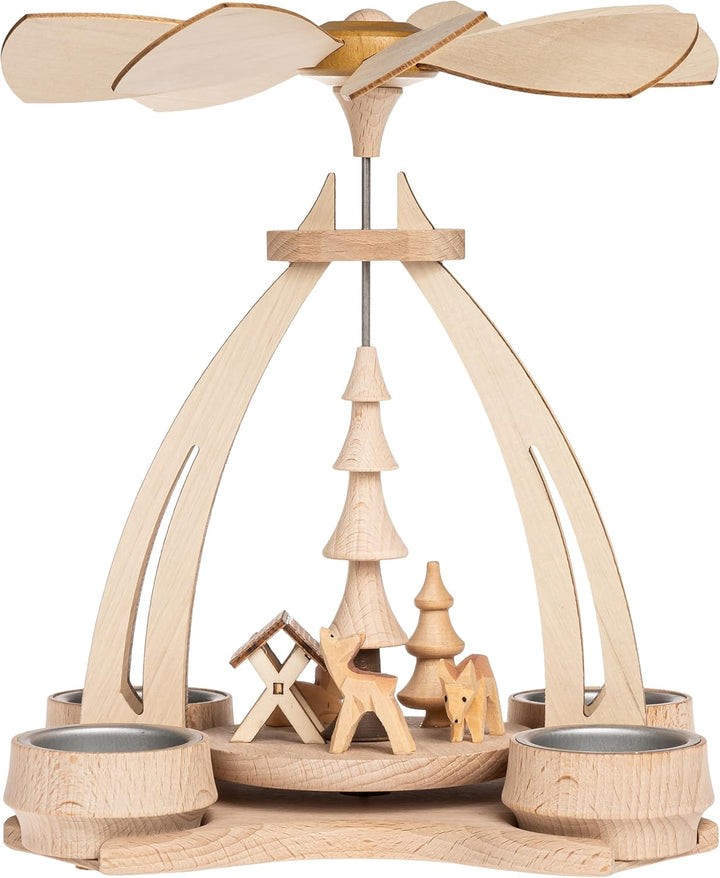 SIKORA Traditionelle Weihnachtspyramide aus Holz handgefertigte Teelicht Tischpyramide aus dem Erzge