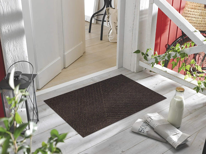 DUNE Stripes dark brown 45x75 cm, innen und aussen, waschbar