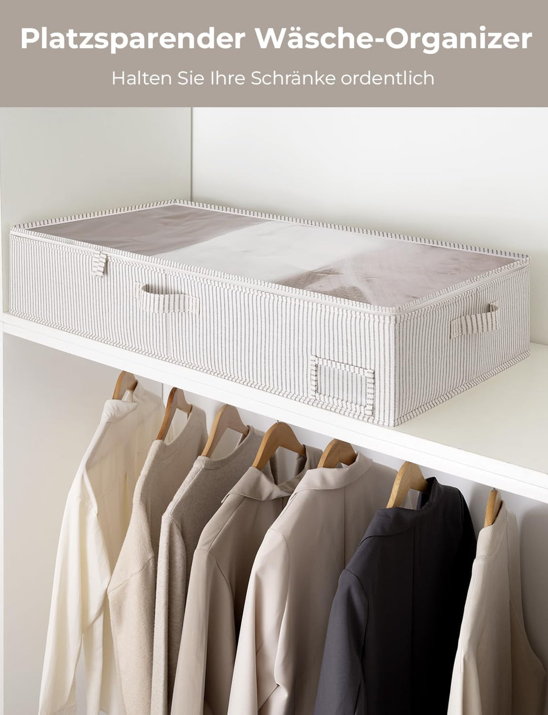 StorageWorks Unterbett Aufbewahrung, grosse Unterbett Aufbewahrungsbox mit Deckel Stoff, faltbare Un