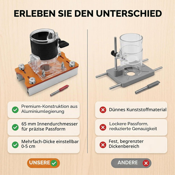 2-in-1-Holz-Router-Basis, Kompakte Holz-Palmen-Router-Basis aus Aluminiumlegierung, Router-Schlitzha