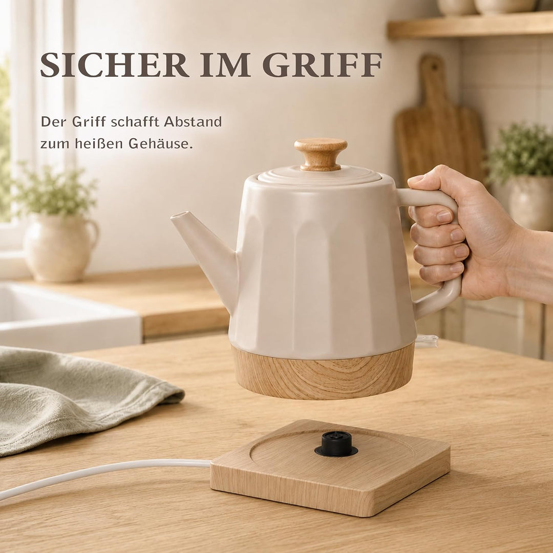 Harmonie Keramik Wasserkocher 1,2 L, Design White Oak