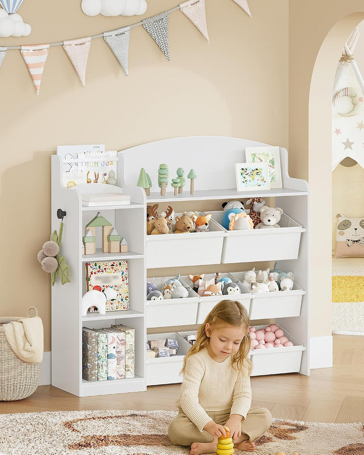 Hzuaneri Kinderregal, Bücherregal Kinder aus Holz, Spielzeugregal mit 8 Stoffschubladen für Kinderzi