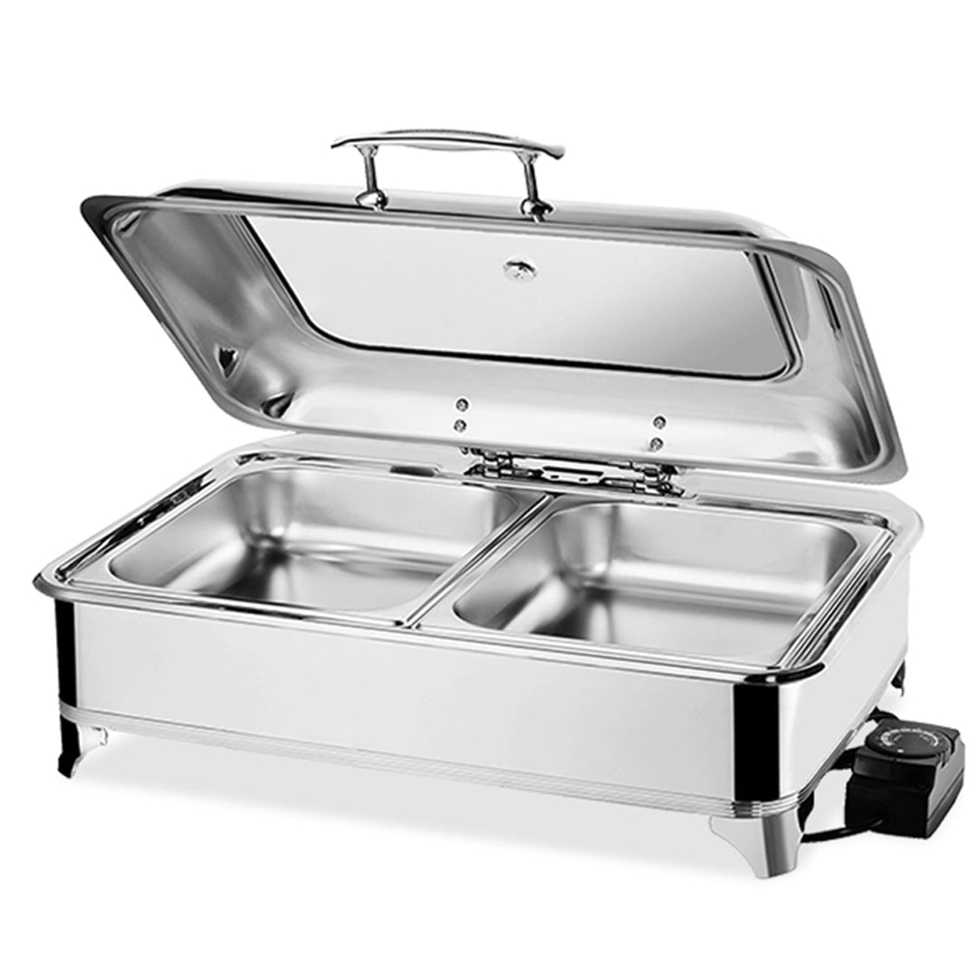 9L Chafing Dish Elektrisch mit Glasdeckel, Temperatur Einstellbar(1/2) two grids, two grids