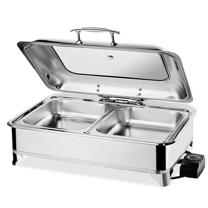 9L Chafing Dish Elektrisch mit Glasdeckel, Temperatur Einstellbar(1/2) two grids, two grids