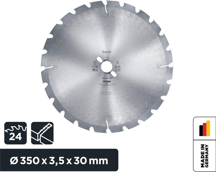 kwb Kreissägeblatt 350 x 30 mm, Made in Germany, nagelfester Spezial-Trapezzahn, mittlere Schnittgüt