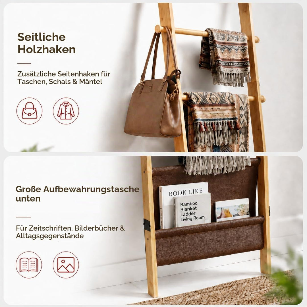 BAMBANG 6-stufige Handtuchleiter für Wohnzimmer, Deckenquilt-Leitergestell dekorativer Handtuchhalte