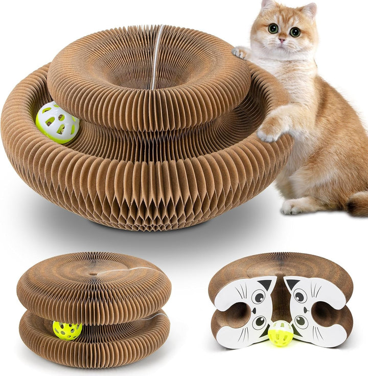 Kratzbrett Katze, 2-in-1 Cat Kratzbrett mit Glöckchen, Magische Orgel Cat Scratching Board, Zusammen