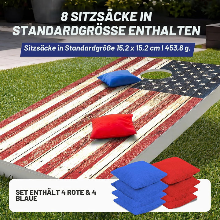 GoSports Klassisches Cornhole Set - Enthält 8 Sitzsäcke, Reiseetui und Spielregeln (Stilwahl) Amerik
