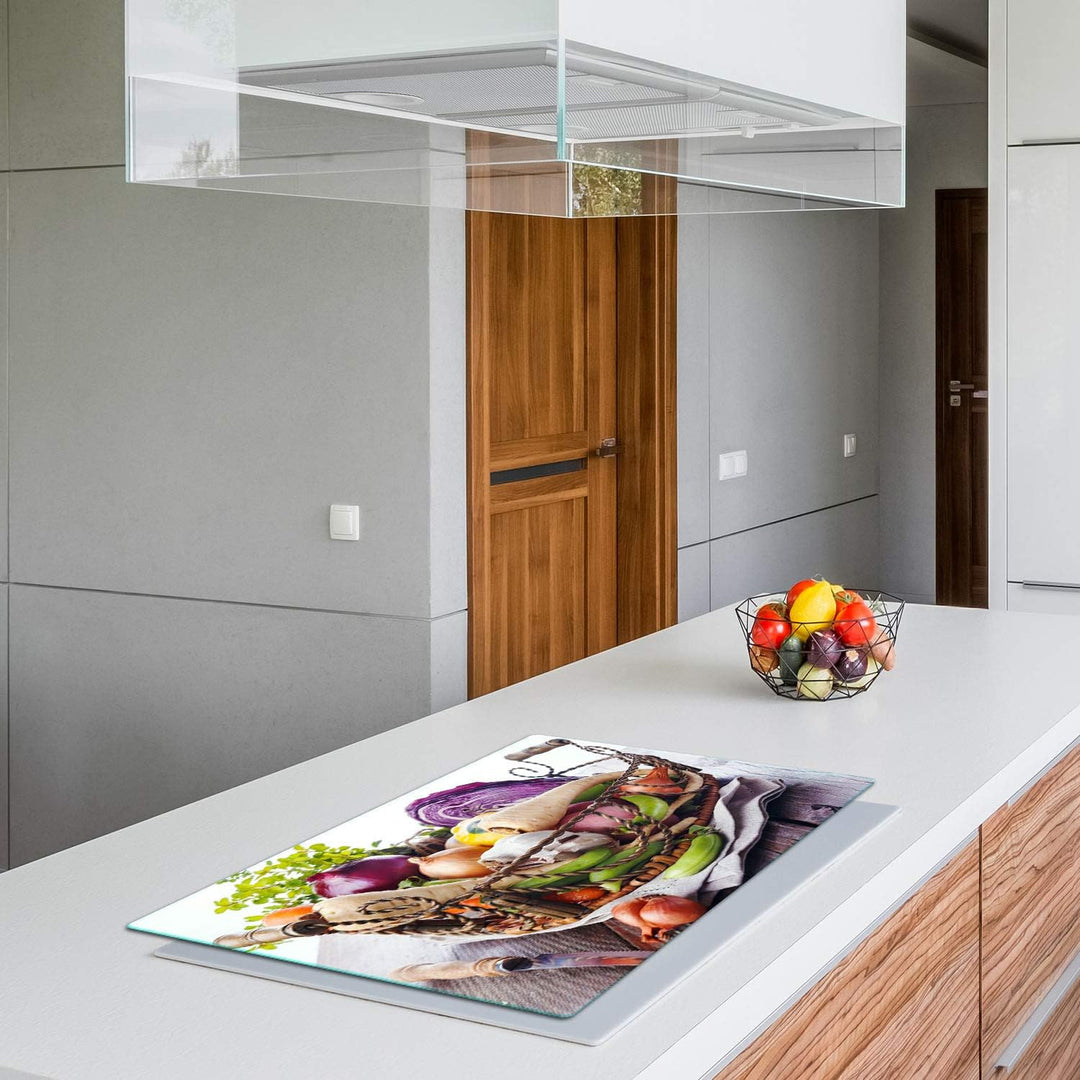 TMK |Herdabdeckplatte 80x52 cm 1-teilig Ceranfeldabdeckung Induktion Herdschutz Spritzschutz Glaspla