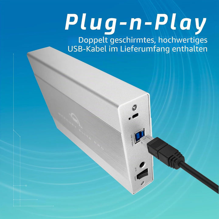 OWC Mercury Elite Pro - Gehäuse, USB 3.2 Gen 1 (bis zu 5 Gb/s), leise, lüfterloser Betrieb, 3,5-Zoll