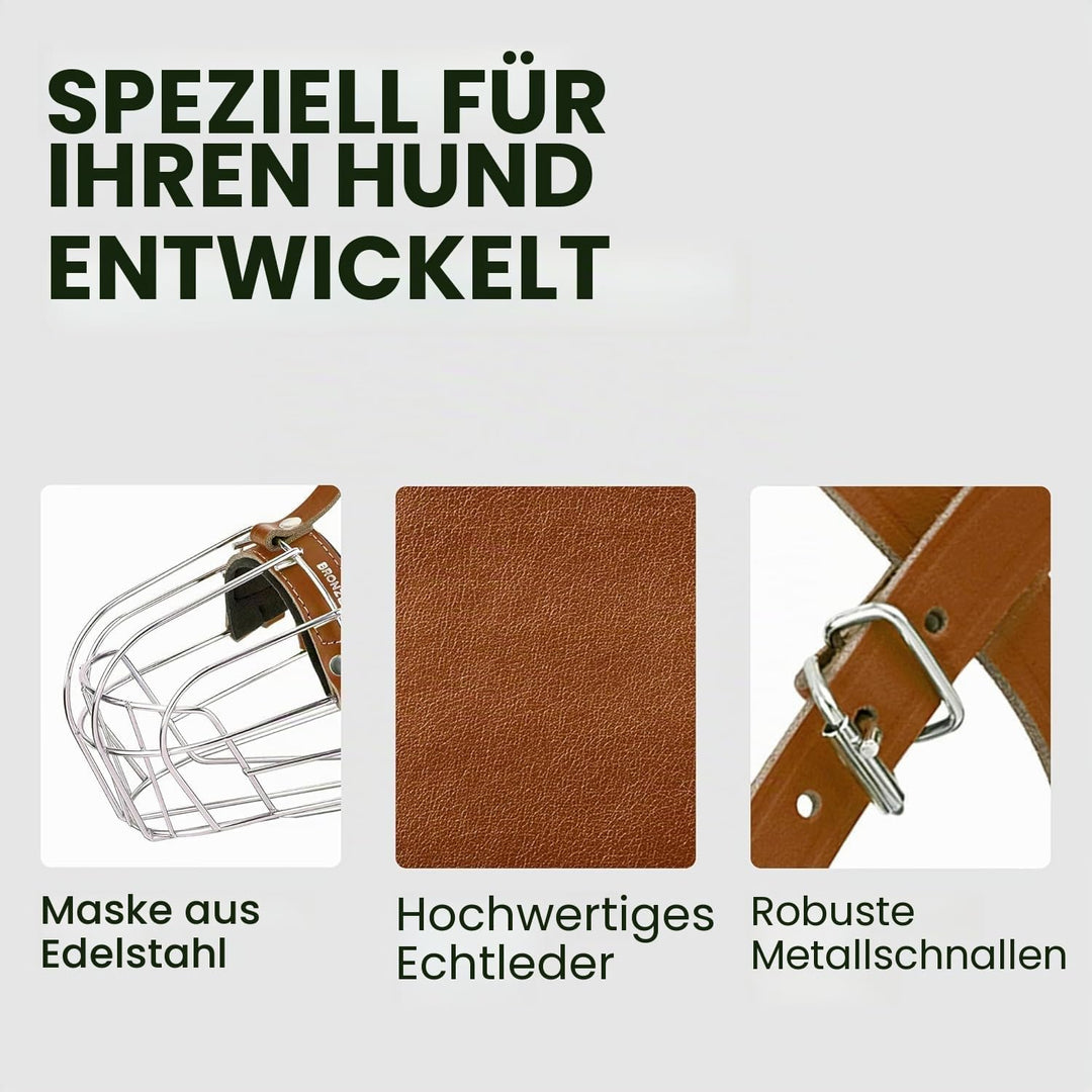 BRONZEDOG Pitbull Maulkorb für Hunde, atmungsaktiv, Metallkorb für grosse Hunde, Amstaff Staffordshi
