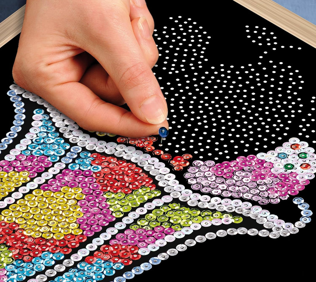 Kitfix - Sequin Art Eisbecher mit Holzrahmen - 27 x 36cm - Sequin Art Blue Premium - Paillettenbild