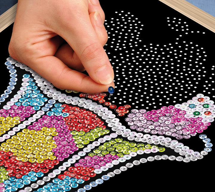 Kitfix - Sequin Art Eisbecher mit Holzrahmen - 27 x 36cm - Sequin Art Blue Premium - Paillettenbild