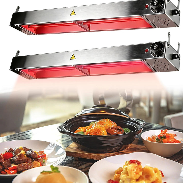 Edelstahl Lebensmittel Wärmelampe Küche Gastro (2Stück, 90cm) 90cm 2, 90cm 2
