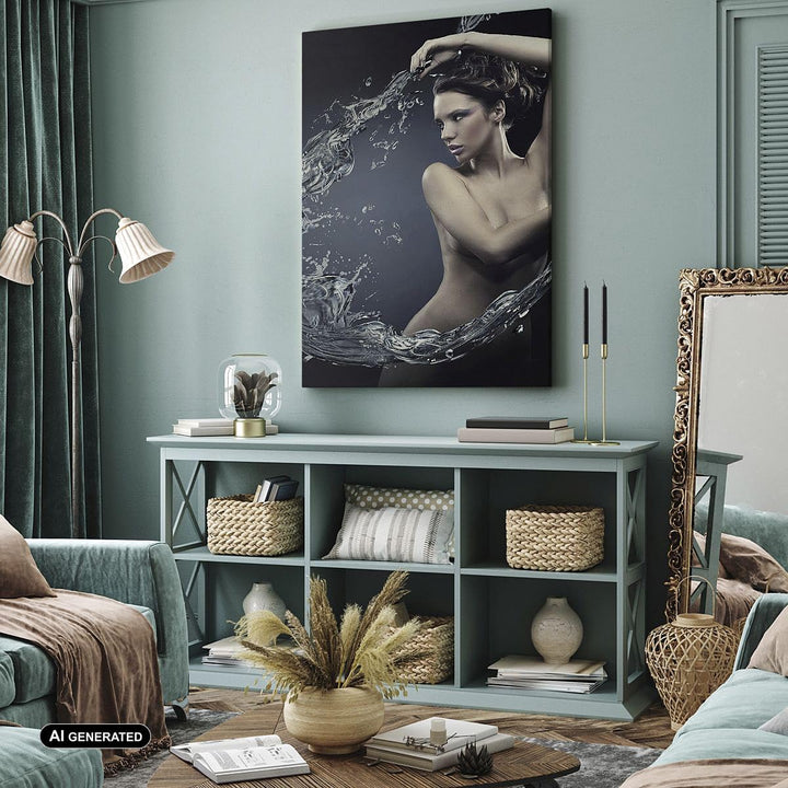 Bilder auf Leinwand 55x100cm Leinwandbild mit Rahmen Weiblich modell posieren schön Gross Wanddeko B