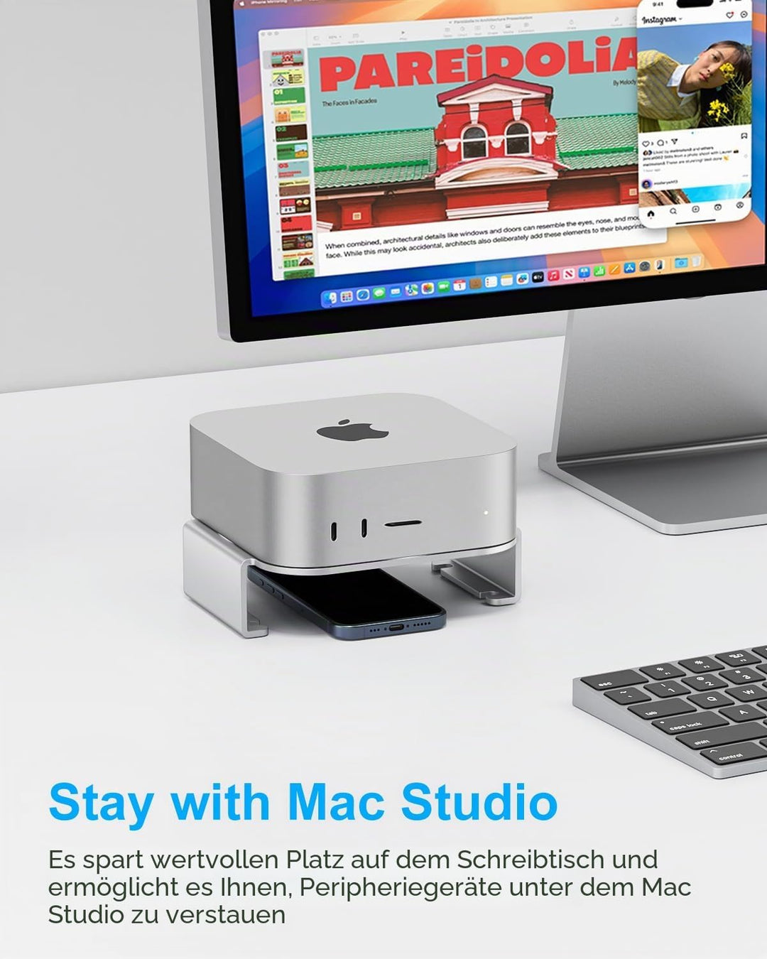 SNANSHI Mac-Studio-Ständer – Aluminium-Desktop-Ständer für Mac Studio, verbesserte Luftzirkulation,