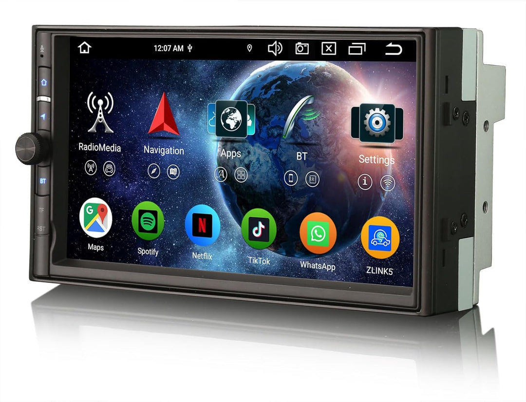 Erisin Universal 7 Zoll 8-Kern 4GB+64GB Android 14 Autoradio Doppel Din mit GPS Navigation Unterstüt