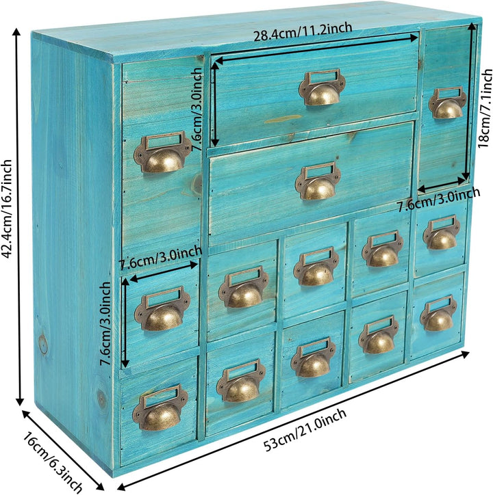 Schubladenbox Holz, Desktop Schreibtisch Organizer Schubladen Organizer mit 14 Schubladen, Aufbewahr