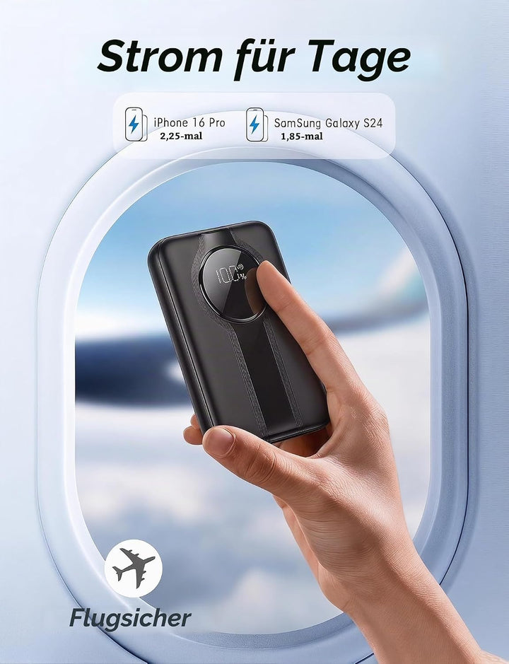 Power Bank 20000mah PD22.5W Schnellladefunktion Powerbank Externe Handyakkus Mini Powerbank mit Kabe