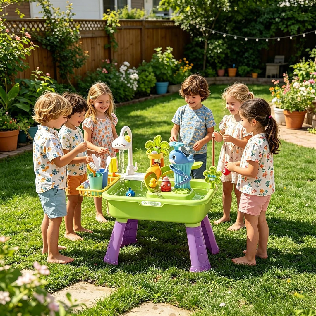 Generisch Wasserspieltisch Kinder Outdoor Sand Und Wassertisch Mit Wasserrad, Sprinkler &amp; Angelspiel