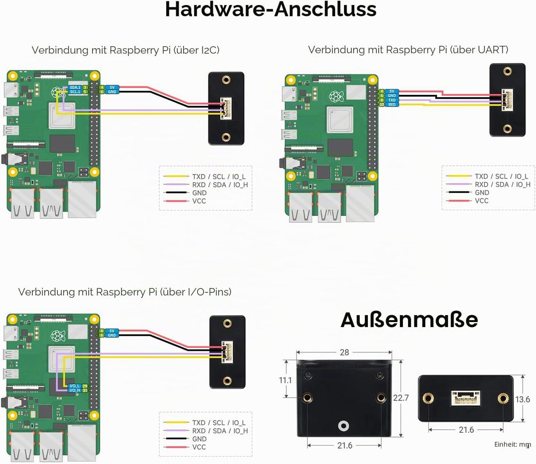 Waveshare TOF (time of Flight) Laser Range Sensor, UART / I2C / IO Communication Support, 50m Measur