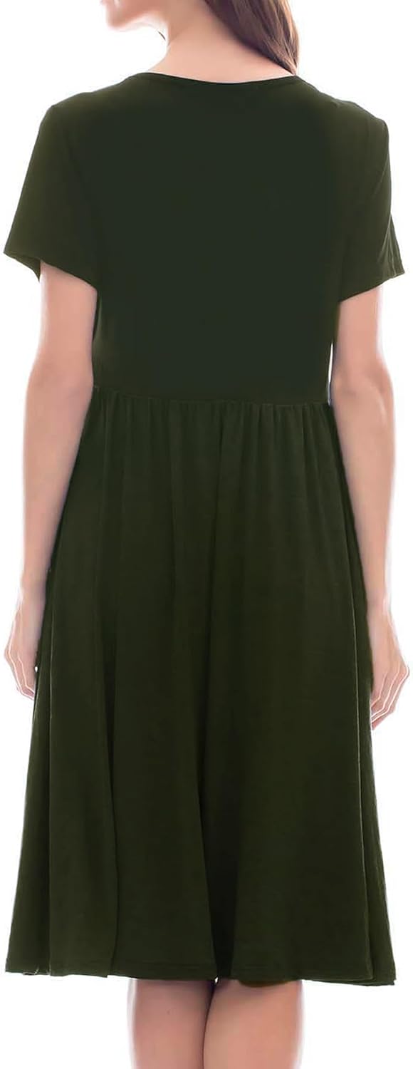 Smallshow Damen Lässiges Kurzarm Stillkleid Umstandskleid für Stillen, Armeegr&amp;