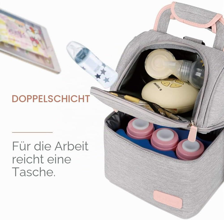 Zyorenc Isolierte Tasche für Brustmilch Lunch Kühler Wärmender Rucksack Wasserdicht, 2 Eisbeutel ink