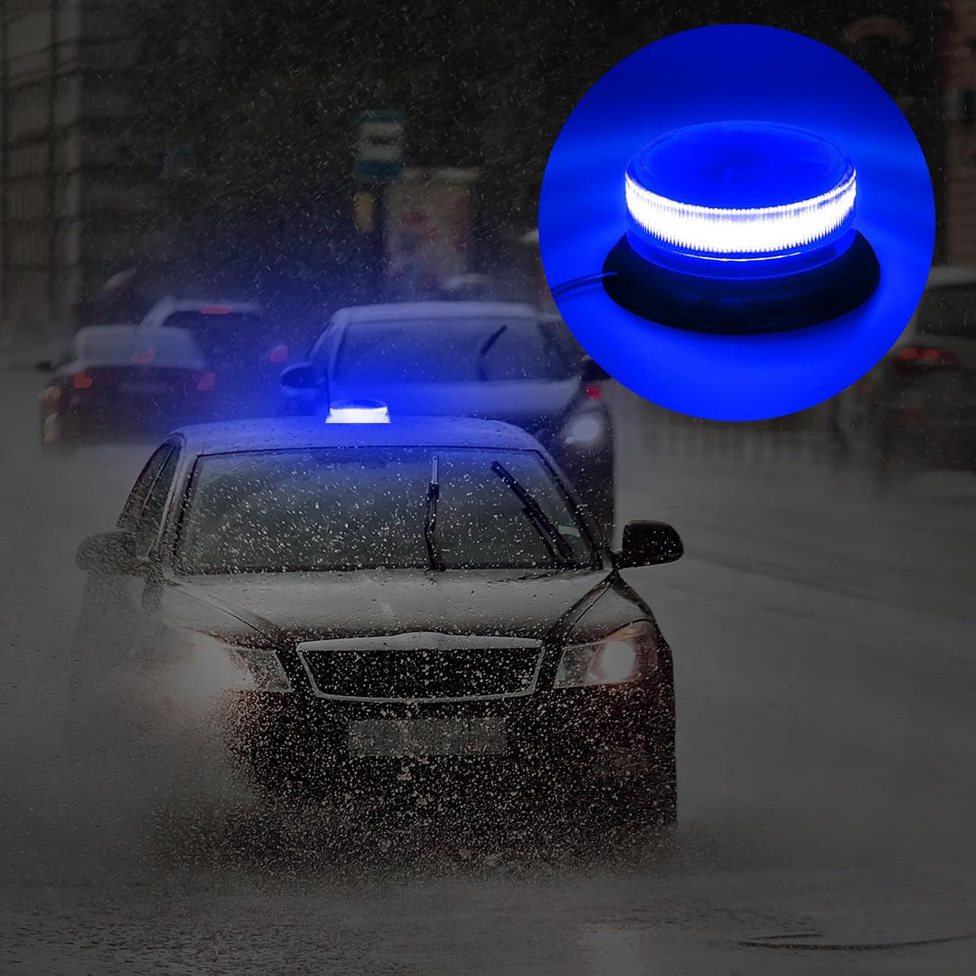 AnTom blaulicht akku rundumleuchte led 9 Blitzmuster 12V 24V Warnleuchte led magnet mit Autoladekabe