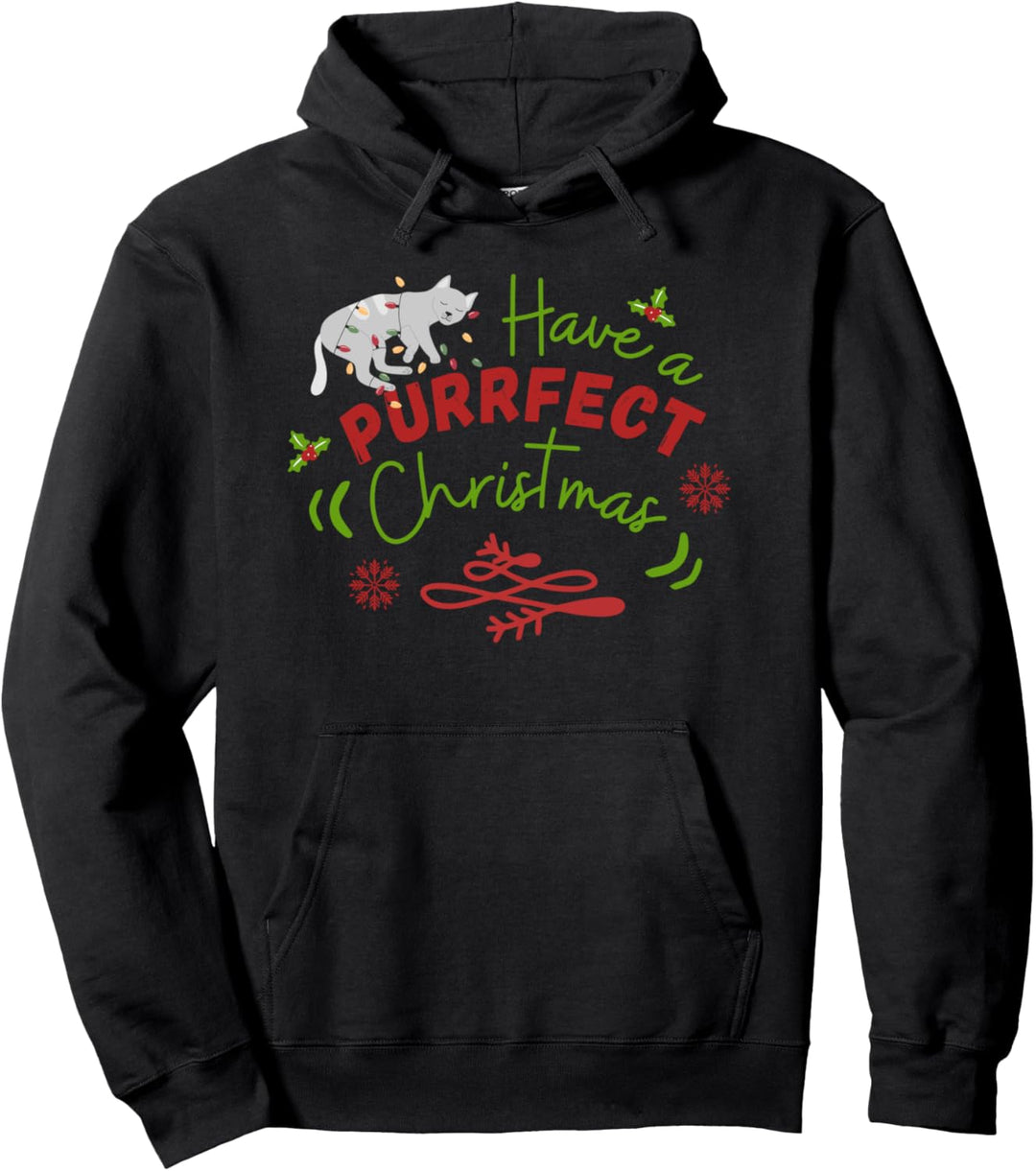 Frohe Weihnachten mit der Katze überall - Weihnachtskatzen Pullover Hoodie