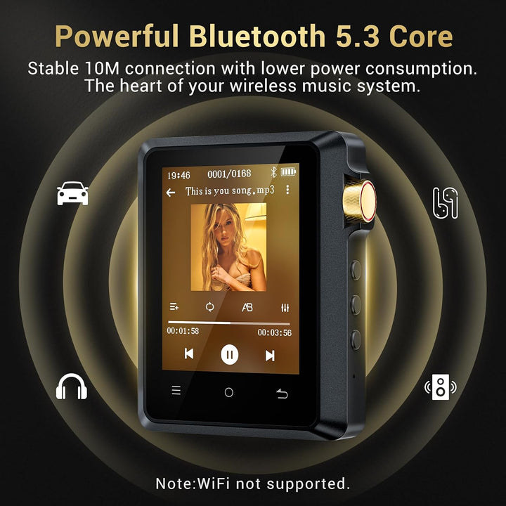 Hi-Res MP3 Player mit Bluetooth 5.3, 2,8 Zoll HiFi Musikplayer P40 64GB, P40 64GB