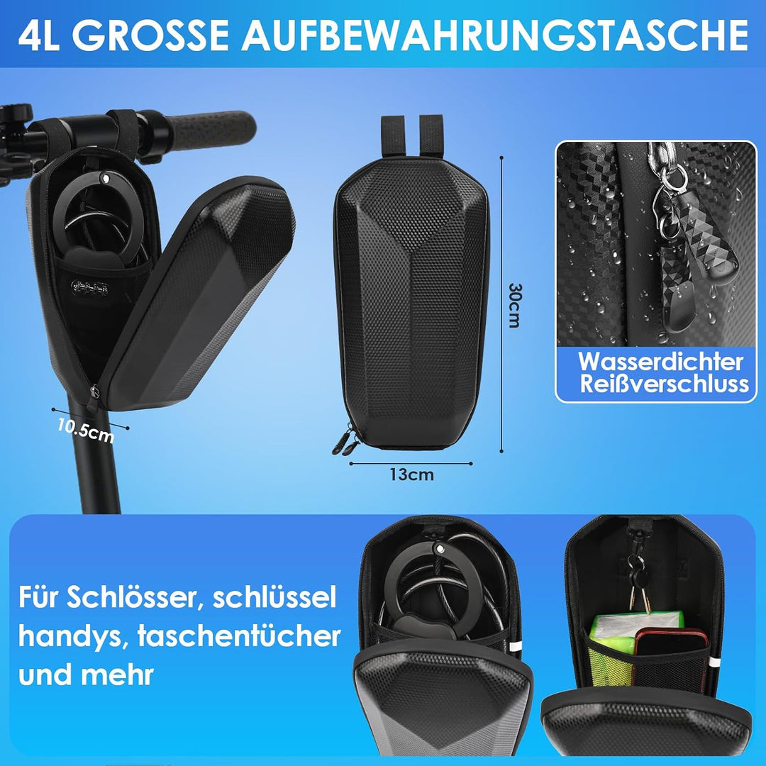 E Scooter Schloss mit Zahlencode, Schloss für E Scooter mit 4L Tasche, 150CM Handschellenschloss mit