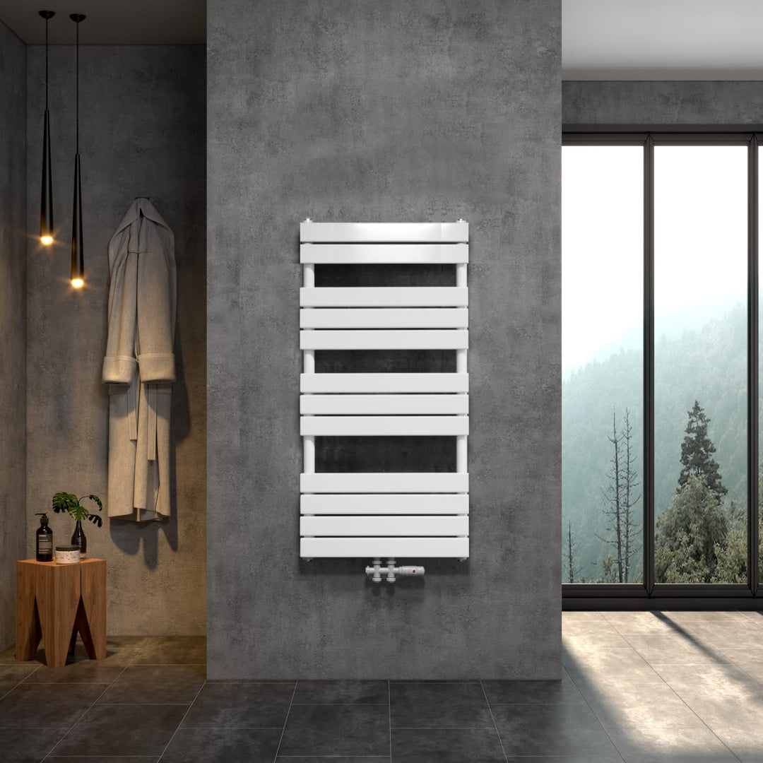 WITEN&amp;NOCK SARDORA Design Badheizkörper 1200 x 600 mm Handtuchheizung Handtuchtrockner 2in1 Mittelan