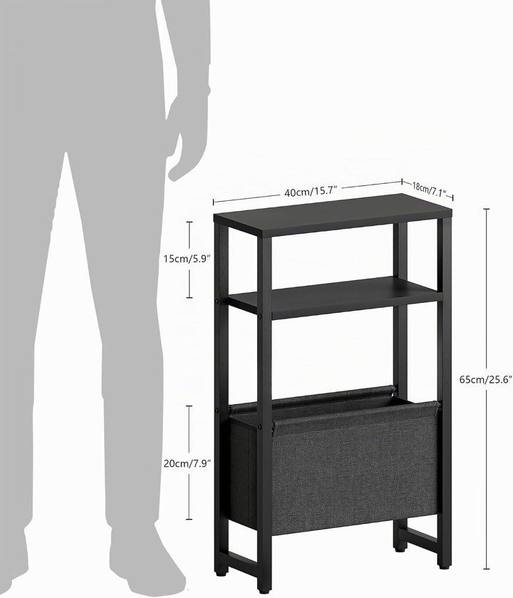 Schwarz Beistelltisch Schmaler Nachttisch LET503B, Schwarz