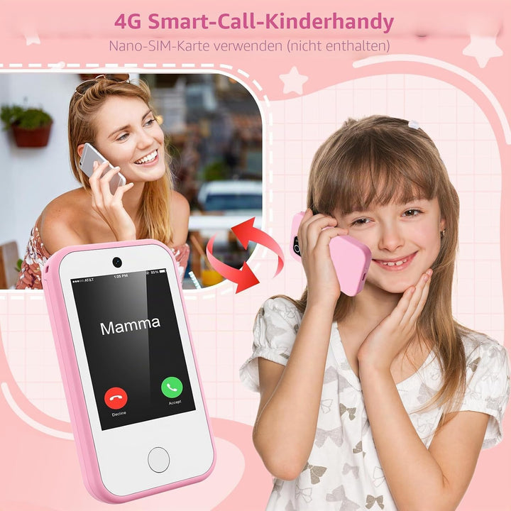 4G Kinderhandy Spielzeug mit Dual Kamera Kinderkamera 2.8 Inch Touchscreen Kindertelefon Lerntelefon
