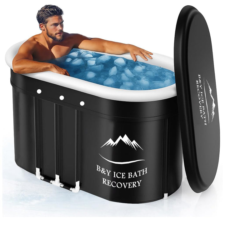 B&amp;Y Ovales Eisbad, Faltbare Badewannen Erwachsene, Isolierte Eistonne für Innen und Aussenbereich, K
