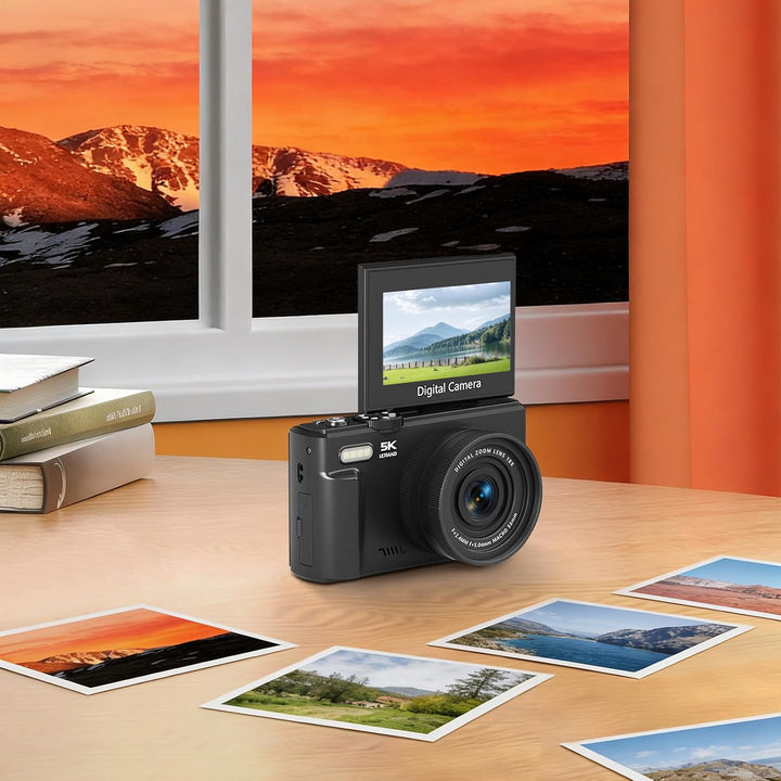 Digitalkamera mit umklappbarem Display 5K Autofokus Vlogging Kamera